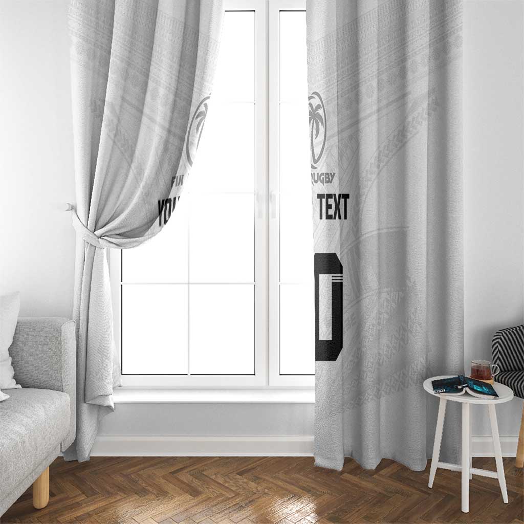 Custom Fiji Rugby Window Curtain Tapa Tribal Motifs Sporty Style - Polynesian Pride