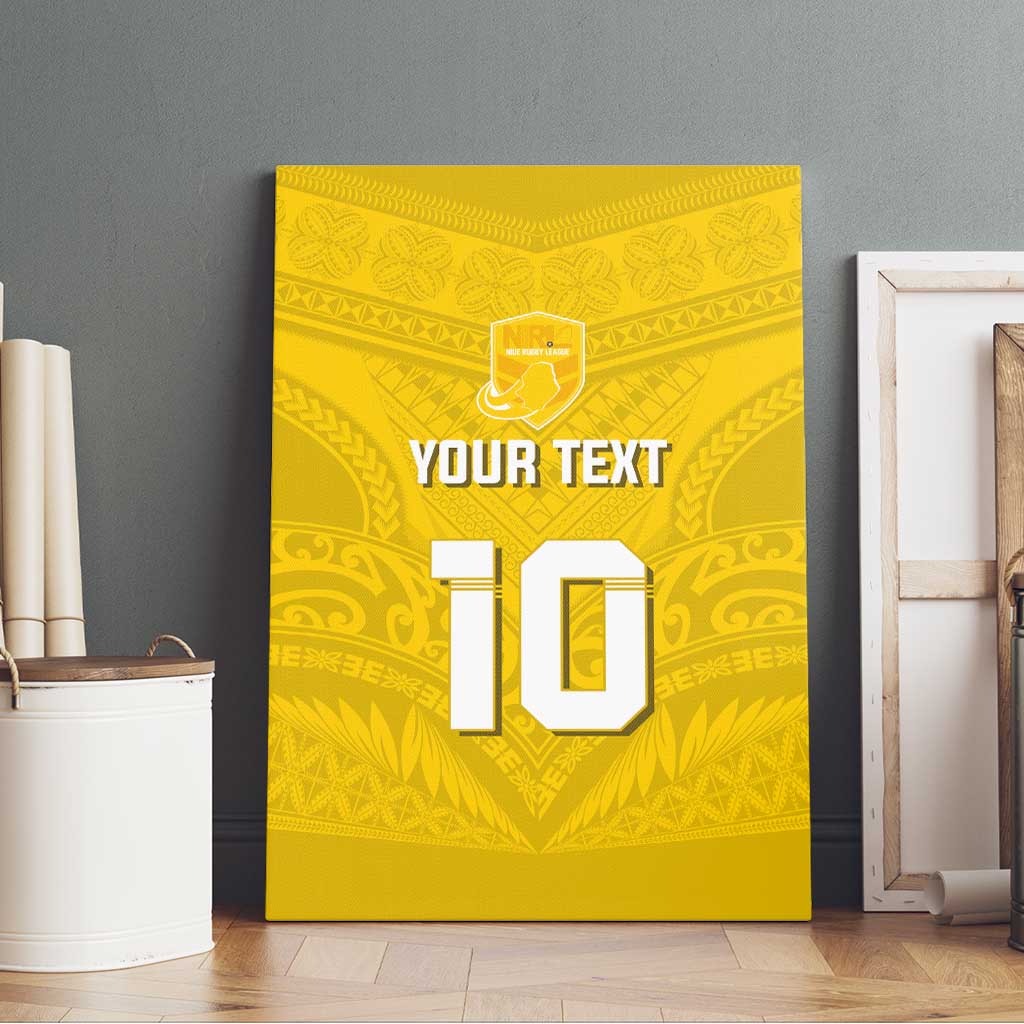 Custom Niue Rugby Canvas Wall Art Hiapo Tribal Motifs Sporty Style - Polynesian Pride