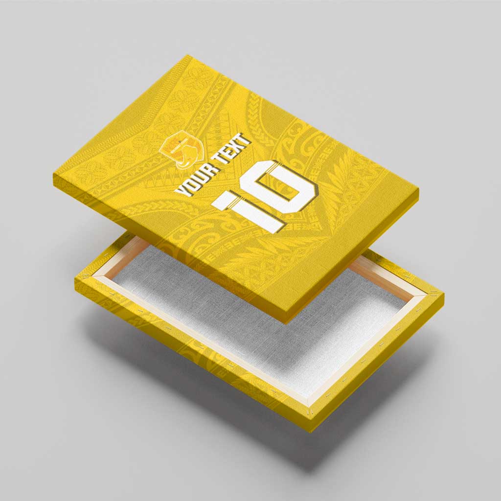 Custom Niue Rugby Canvas Wall Art Hiapo Tribal Motifs Sporty Style - Polynesian Pride