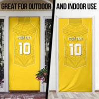 Custom Niue Rugby Door Cover Hiapo Tribal Motifs Sporty Style - Polynesian Pride