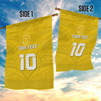 Custom Niue Rugby Garden Flag Hiapo Tribal Motifs Sporty Style - Polynesian Pride