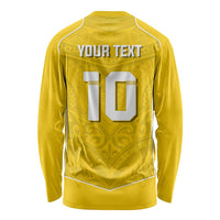 Custom Niue Rugby Long Sleeve Shirt Hiapo Tribal Motifs Sporty Style - Polynesian Pride
