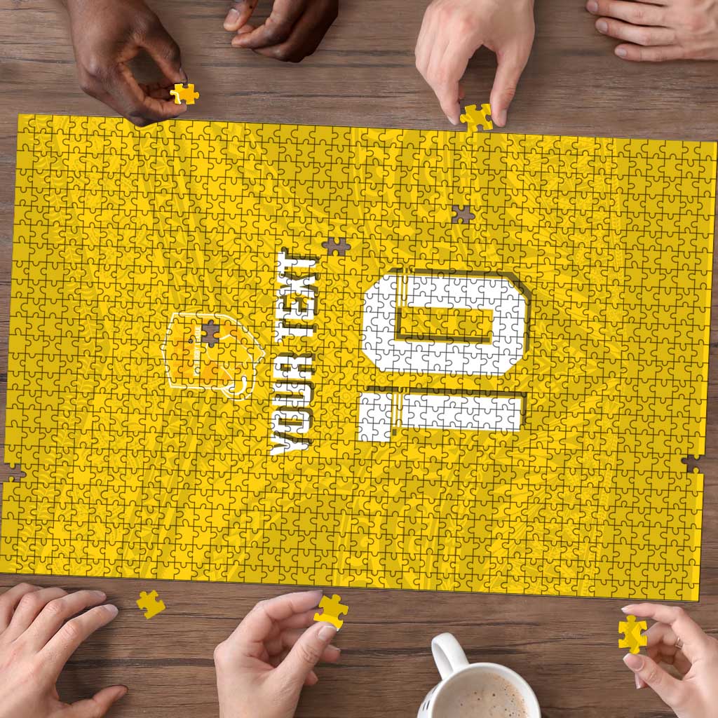 Custom Niue Rugby Puzzle Hiapo Tribal Motifs Sporty Style - Polynesian Pride