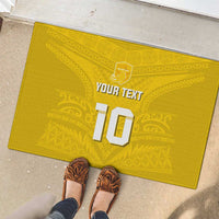 Custom Niue Rugby Rubber Doormat Hiapo Tribal Motifs Sporty Style - Polynesian Pride