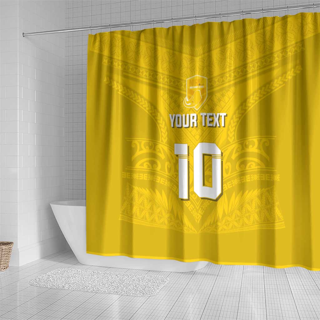Custom Niue Rugby Shower Curtain Hiapo Tribal Motifs Sporty Style - Polynesian Pride