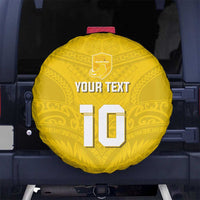 Custom Niue Rugby Spare Tire Cover Hiapo Tribal Motifs Sporty Style - Polynesian Pride