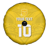 Custom Niue Rugby Spare Tire Cover Hiapo Tribal Motifs Sporty Style - Polynesian Pride