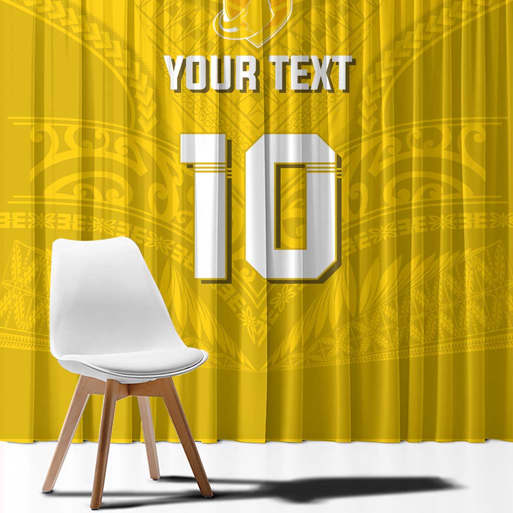 Custom Niue Rugby Window Curtain Hiapo Tribal Motifs Sporty Style - Polynesian Pride