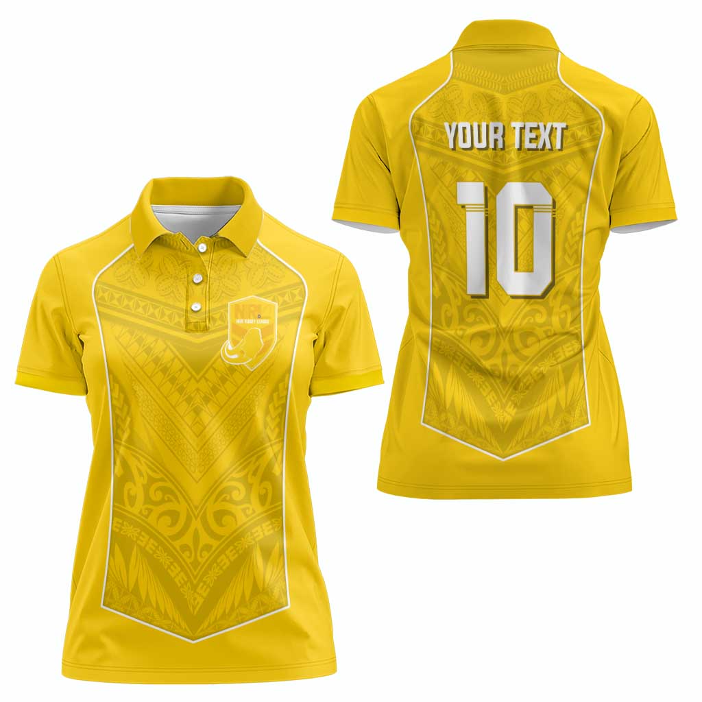 Custom Niue Rugby Women Polo Shirt Hiapo Tribal Motifs Sporty Style - Polynesian Pride