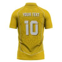 Custom Niue Rugby Zipper Polo Shirt Hiapo Tribal Motifs Sporty Style - Polynesian Pride