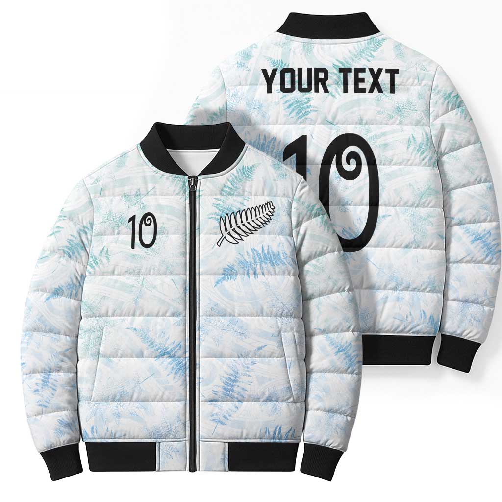 Custom New Zealand Football Bomber Puffer Jacket The Whites-Aotearoa Inspired - Polynesian Pride
