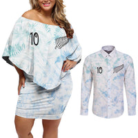 Custom New Zealand Football Couples Matching Off Shoulder Short Dress and Long Sleeve Button Shirt The Whites-Aotearoa Inspired - Polynesian Pride