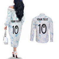 Custom New Zealand Football Couples Matching Off The Shoulder Long Sleeve Dress and Long Sleeve Button Shirt The Whites-Aotearoa Inspired - Polynesian Pride