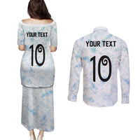 Custom New Zealand Football Couples Matching Puletasi and Long Sleeve Button Shirt The Whites-Aotearoa Inspired - Polynesian Pride