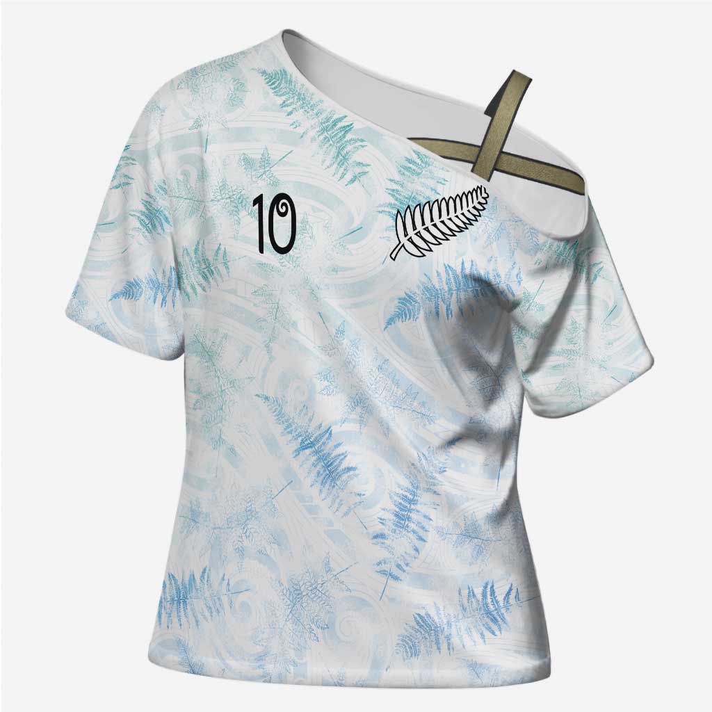 Custom New Zealand Football Cross Shoulder Shirt The Whites-Aotearoa Inspired - Polynesian Pride