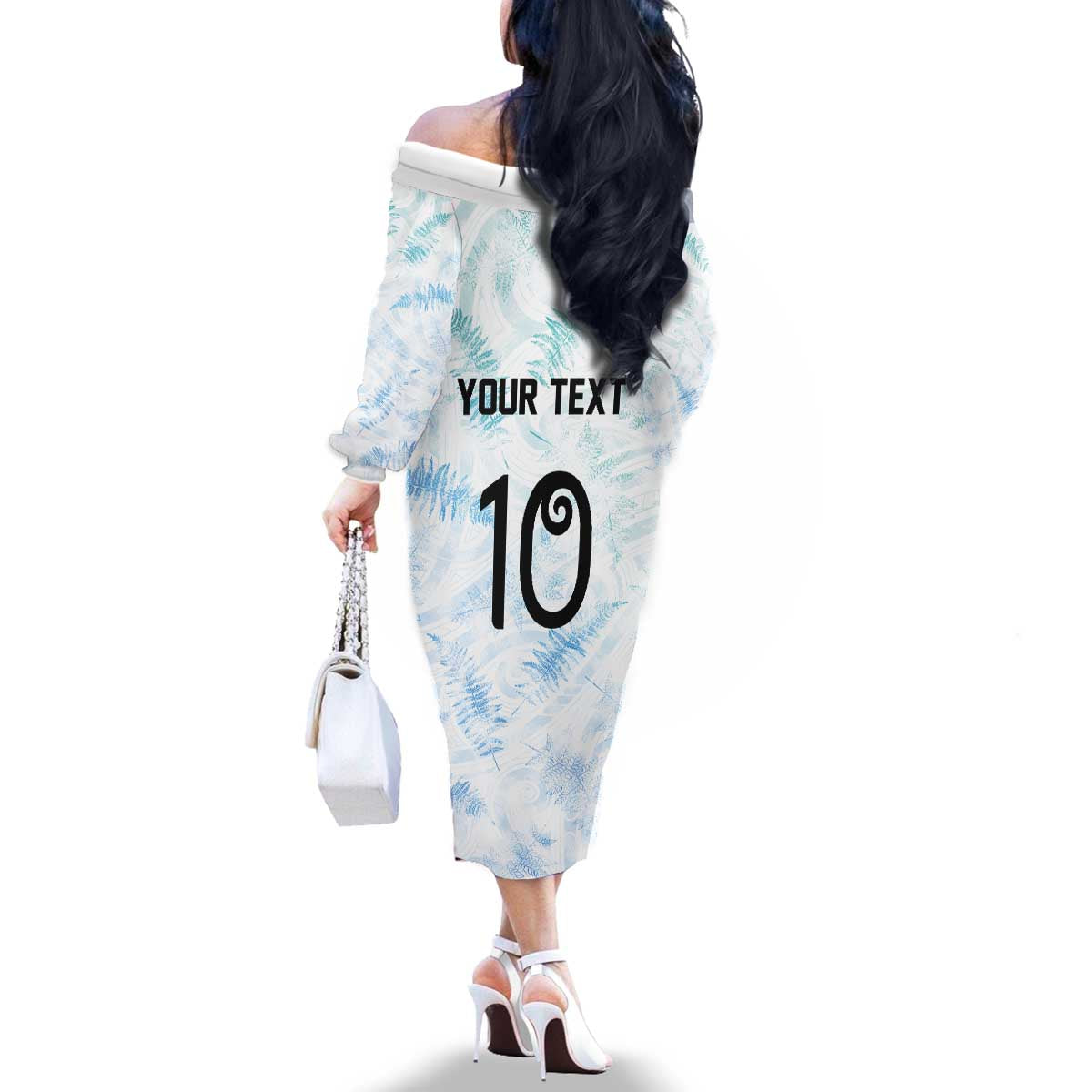 Custom New Zealand Football Family Matching Off The Shoulder Long Sleeve Dress and Hawaiian Shirt The Whites-Aotearoa Inspired - Polynesian Pride