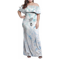 Custom New Zealand Football Family Matching Off Shoulder Maxi Dress and Hawaiian Shirt The Whites-Aotearoa Inspired - Polynesian Pride