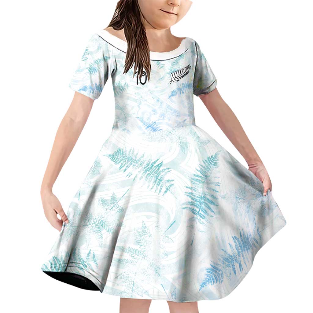 Custom New Zealand Football Family Matching Off Shoulder Short Dress and Hawaiian Shirt The Whites-Aotearoa Inspired - Polynesian Pride
