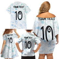 Custom New Zealand Football Family Matching Off Shoulder Short Dress and Hawaiian Shirt The Whites-Aotearoa Inspired - Polynesian Pride