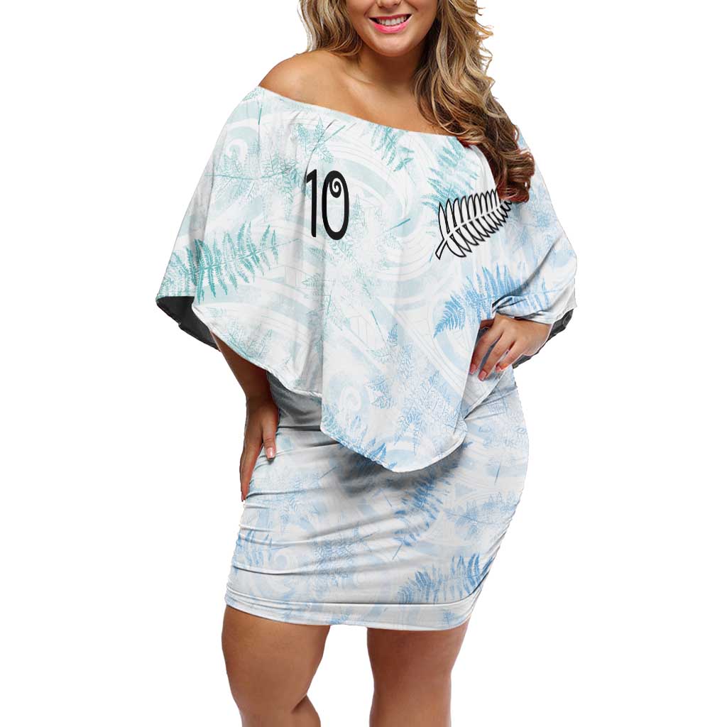 Custom New Zealand Football Family Matching Off Shoulder Short Dress and Hawaiian Shirt The Whites-Aotearoa Inspired - Polynesian Pride