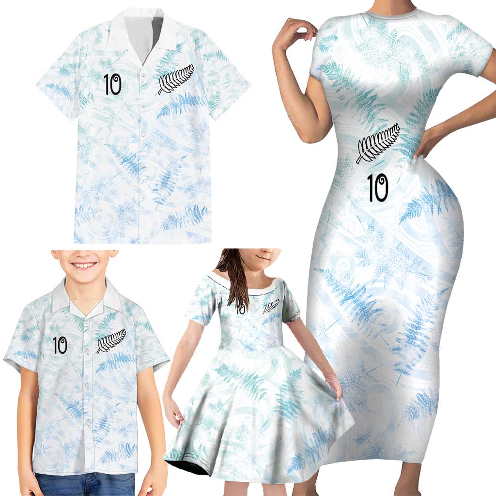 Custom New Zealand Football Family Matching Short Sleeve Bodycon Dress and Hawaiian Shirt The Whites-Aotearoa Inspired - Polynesian Pride