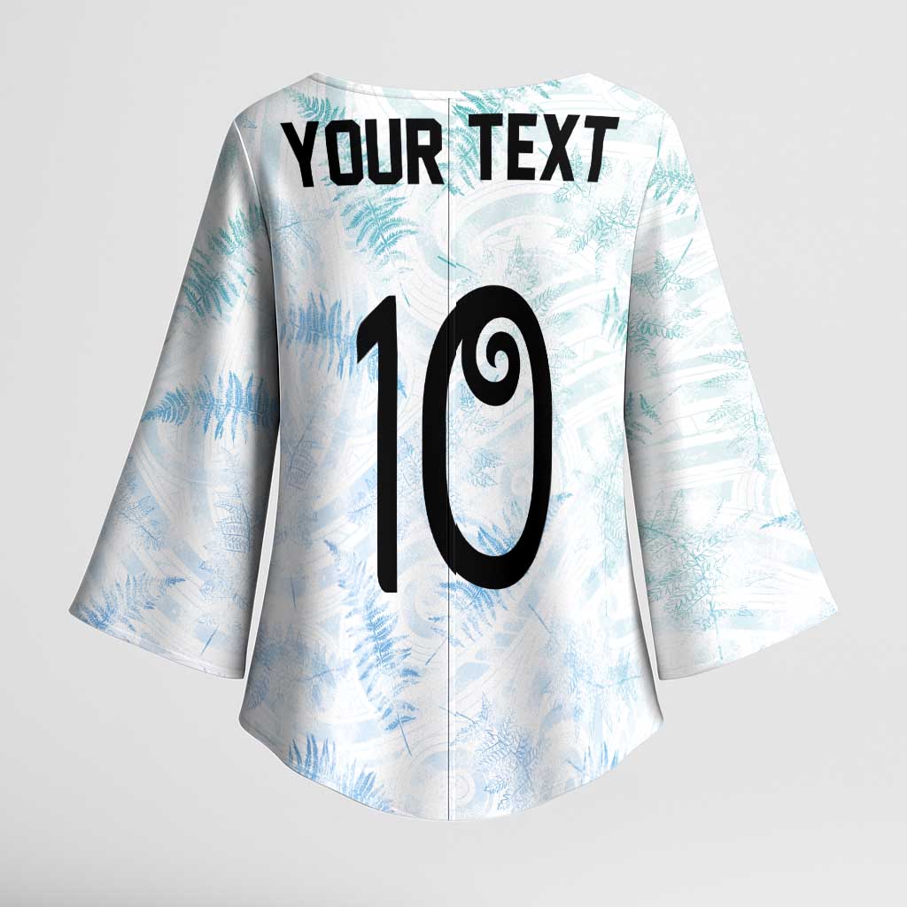 Custom New Zealand Football Kimono Sleeve Blouse The Whites-Aotearoa Inspired - Polynesian Pride