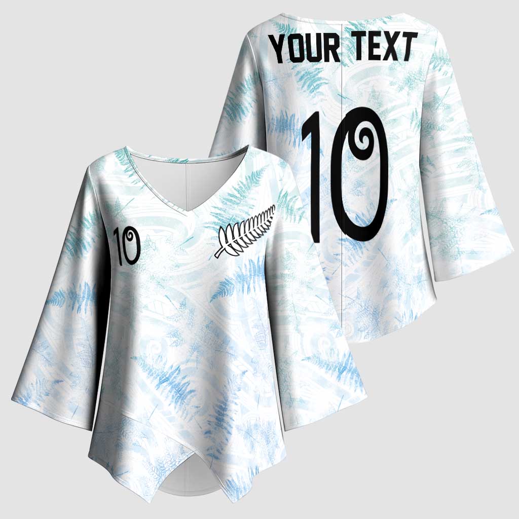 Custom New Zealand Football Kimono Sleeve Blouse The Whites-Aotearoa Inspired - Polynesian Pride