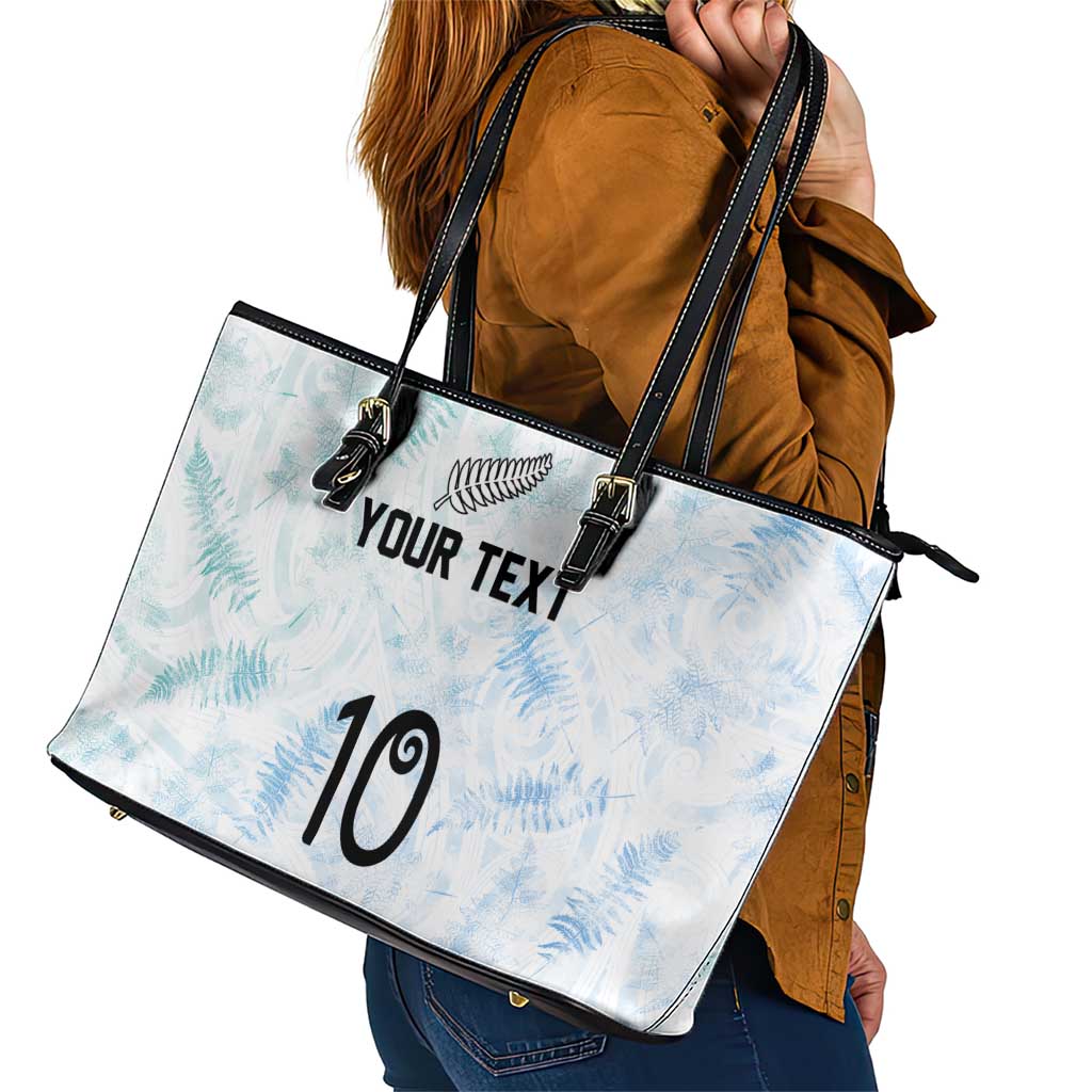 Custom New Zealand Football Leather Tote Bag The Whites-Aotearoa Inspired - Polynesian Pride