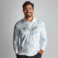 Custom New Zealand Football Long Sleeve Polo Shirt The Whites-Aotearoa Inspired - Polynesian Pride