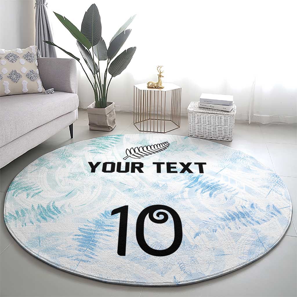 Custom New Zealand Football Round Carpet The Whites-Aotearoa Inspired - Polynesian Pride