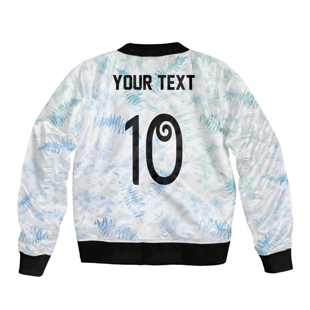Custom New Zealand Football Sleeve Zip Bomber Jacket The Whites-Aotearoa Inspired - Polynesian Pride