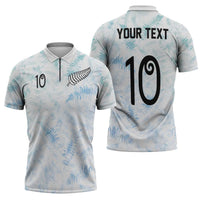 Custom New Zealand Football Zipper Polo Shirt The Whites-Aotearoa Inspired - Polynesian Pride