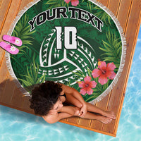 Custom Hawaii Volleyball Beach Blanket Kakau Abstract and Tropical Plants Green Color LT03 - Polynesian Pride