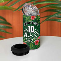 Custom Hawaii Volleyball 4 in 1 Can Cooler Tumbler Kakau Abstract and Tropical Plants Green Color - Polynesian Pride