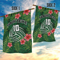 Custom Hawaii Volleyball Garden Flag Kakau Abstract and Tropical Plants Green Color - Polynesian Pride