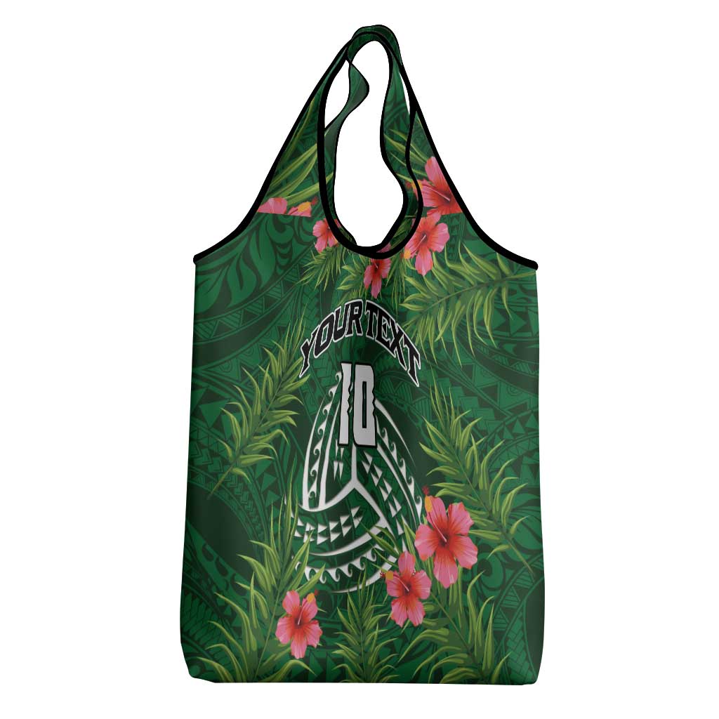 Custom Hawaii Volleyball Grocery Bag Kakau Abstract and Tropical Plants Green Color LT03 - Polynesian Pride