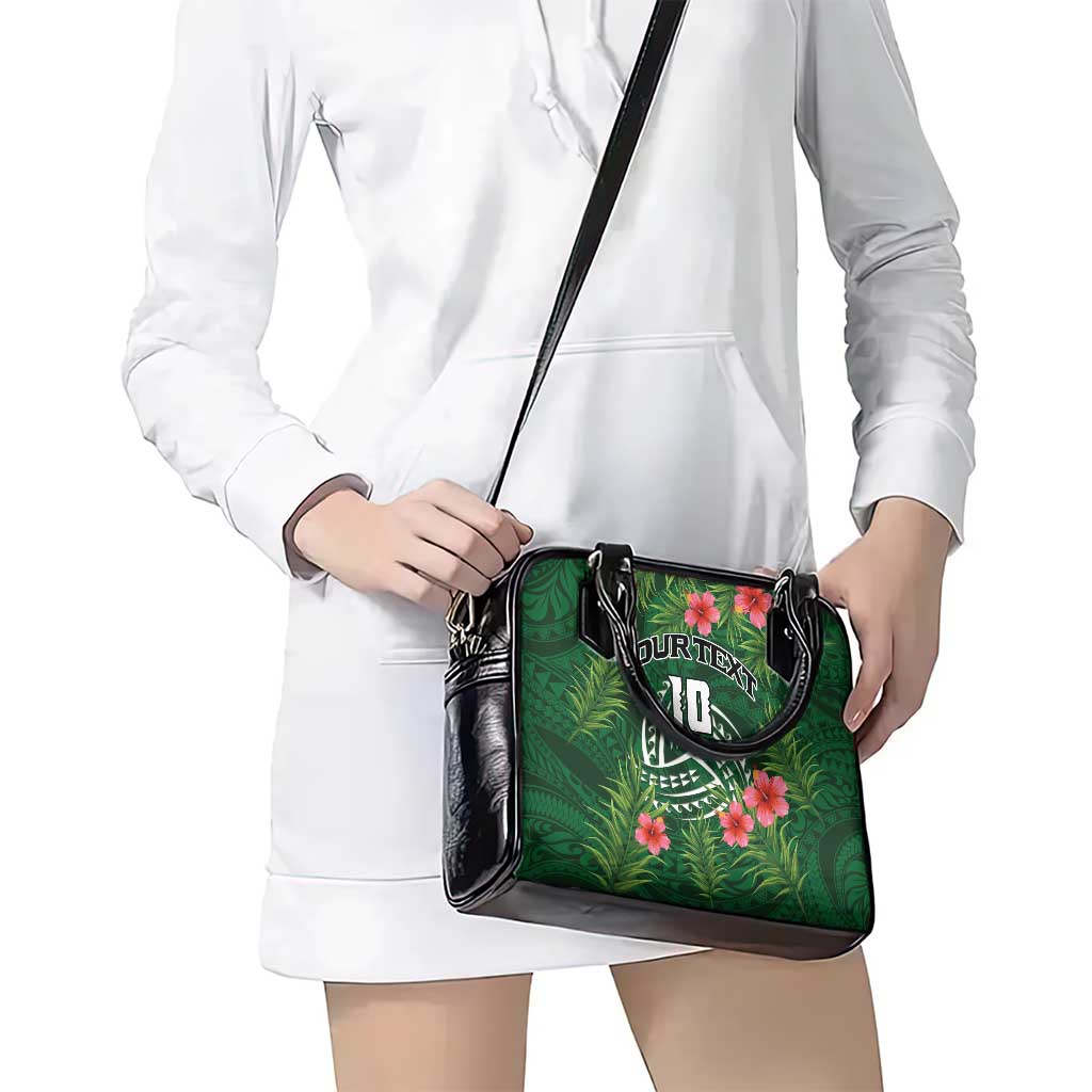 Custom Hawaii Volleyball Shoulder Handbag Kakau Abstract and Tropical Plants Green Color - Polynesian Pride