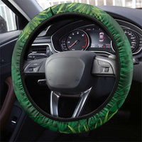 Hawaii Volleyball Steering Wheel Cover Kakau Abstract and Tropical Plants Green Color - Polynesian Pride