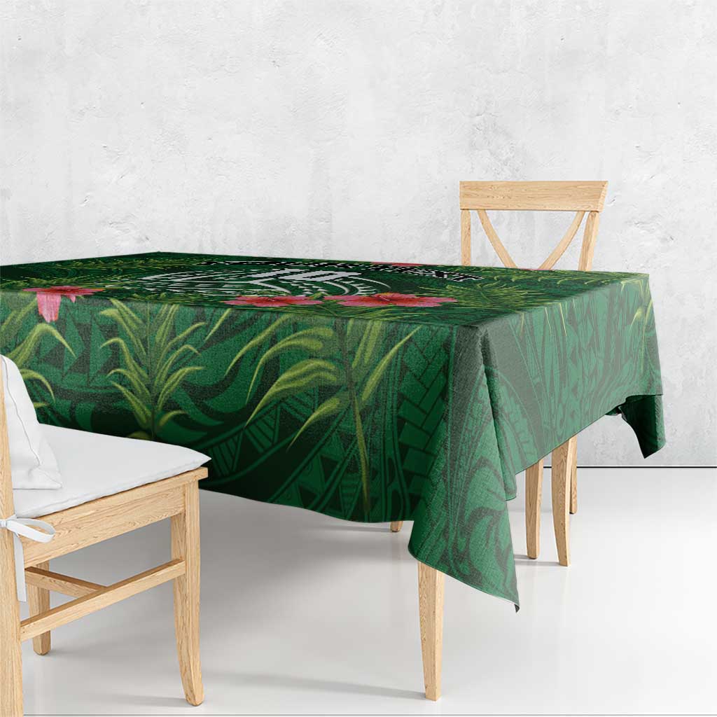 Custom Hawaii Volleyball Tablecloth Kakau Abstract and Tropical Plants Green Color LT03 - Polynesian Pride