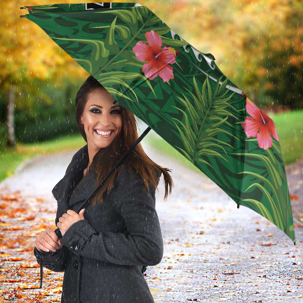Custom Hawaii Volleyball Umbrella Kakau Abstract and Tropical Plants Green Color - Polynesian Pride