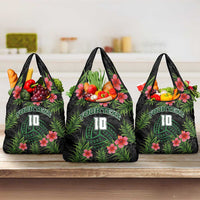 Custom Hawaii Volleyball Grocery Bag Kakau Abstract and Tropical Plants Black Color LT03 3-pack One Size Black - Polynesian Pride