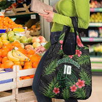 Custom Hawaii Volleyball Grocery Bag Kakau Abstract and Tropical Plants Black Color LT03 - Polynesian Pride