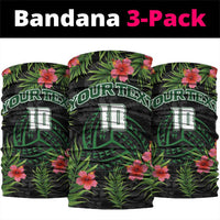 Custom Hawaii Volleyball Neck Gaiter Kakau Abstract and Tropical Plants Black Color - Polynesian Pride