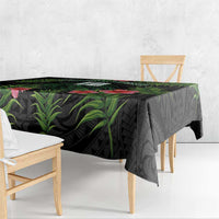 Custom Hawaii Volleyball Tablecloth Kakau Abstract and Tropical Plants Black Color LT03 - Polynesian Pride