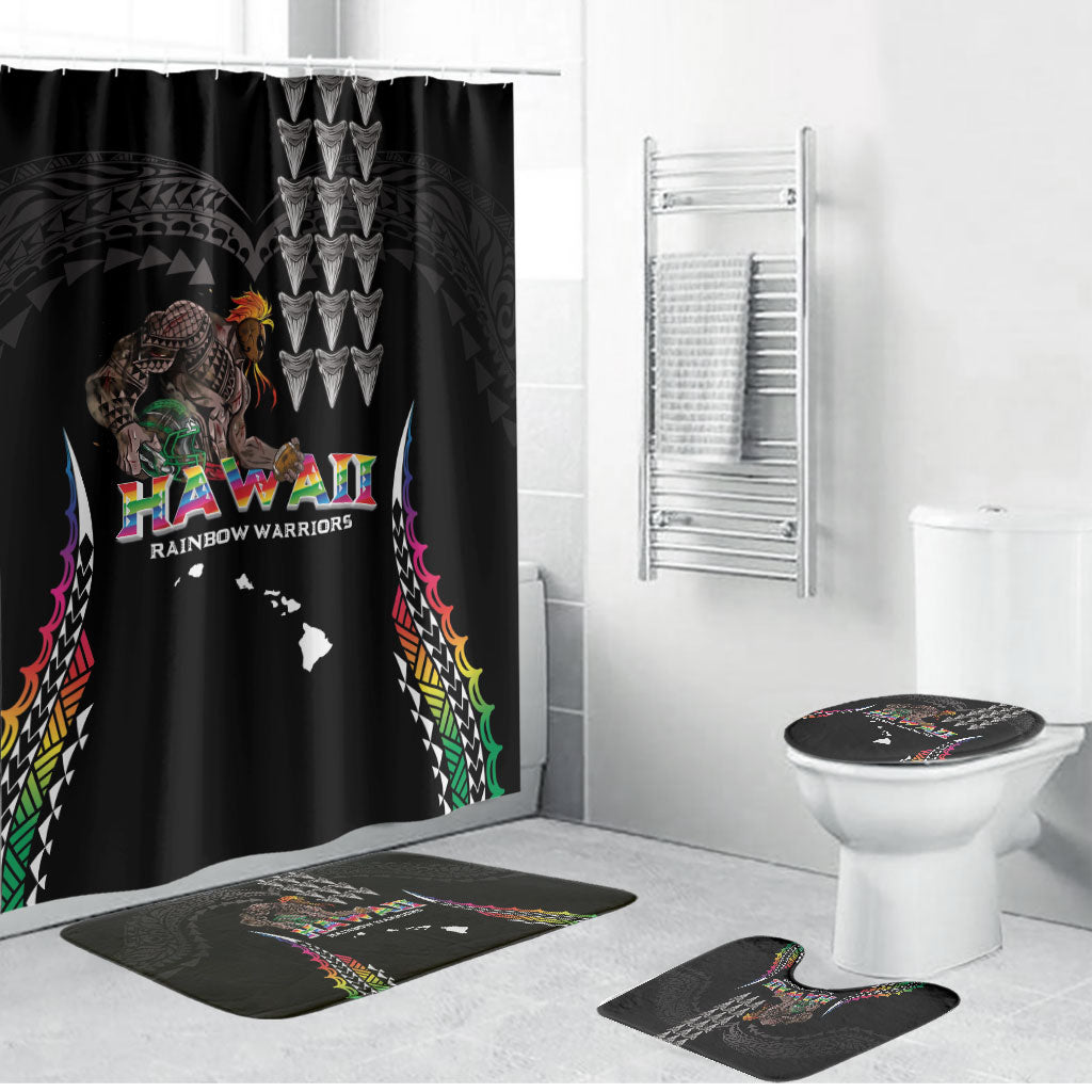 Hawaii Rainbow Warriors Bathroom Set Kakau Shark Tooth and Polynesian Art Tattoo