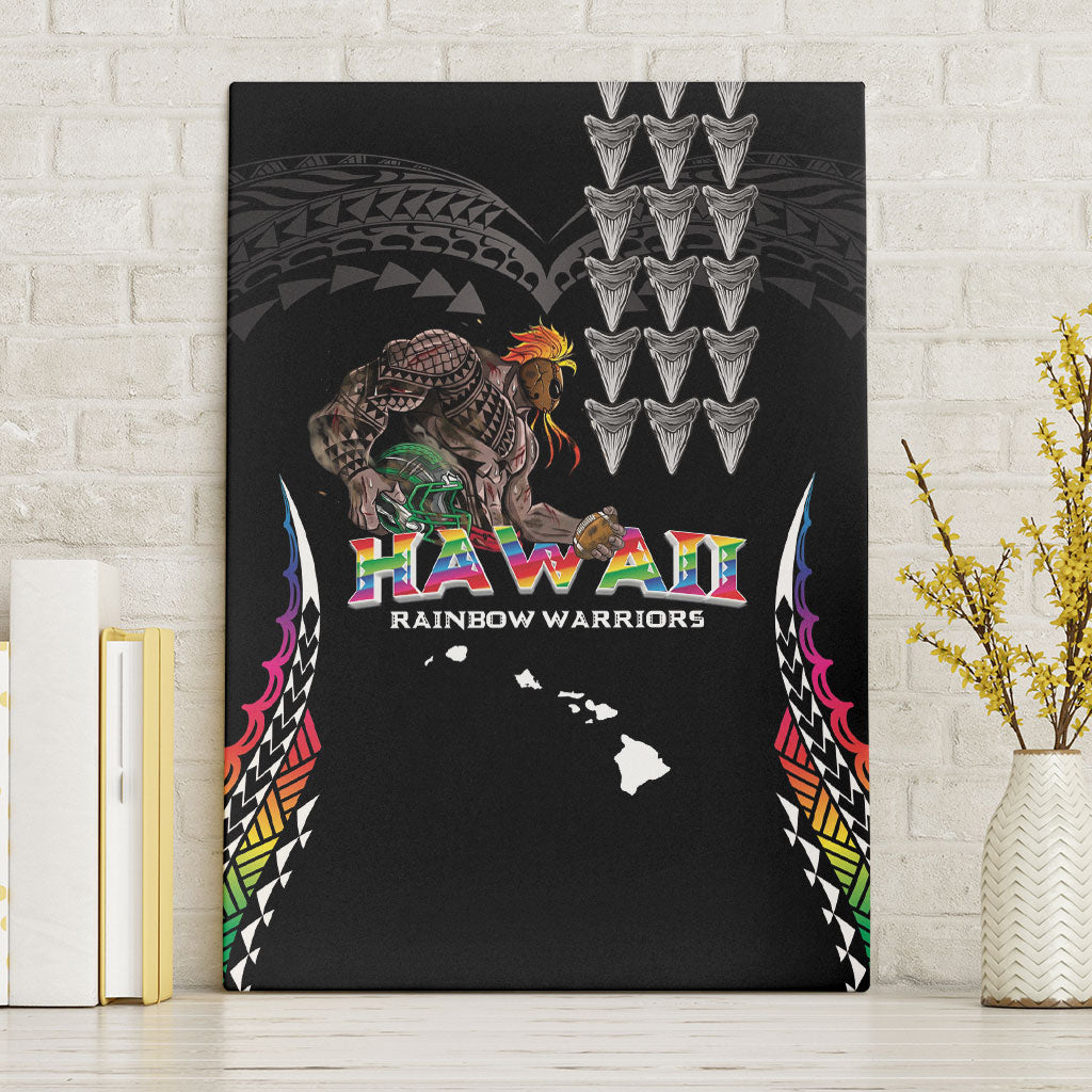 Hawaii Rainbow Warriors Canvas Wall Art Kakau Shark Tooth and Polynesian Art Tattoo