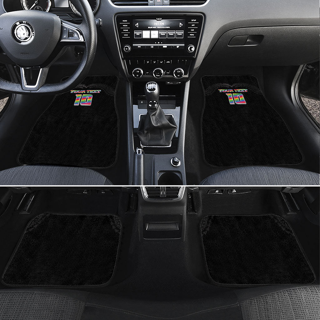Custom Hawaii Rainbow Warriors Car Mats Kakau Shark Tooth and Polynesian Art Tattoo