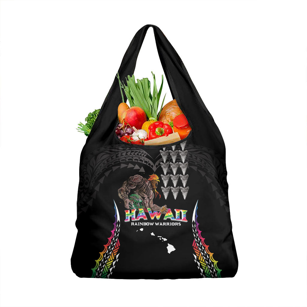 Hawaii Rainbow Warriors Grocery Bag Kakau Shark Tooth and Polynesian Art Tattoo