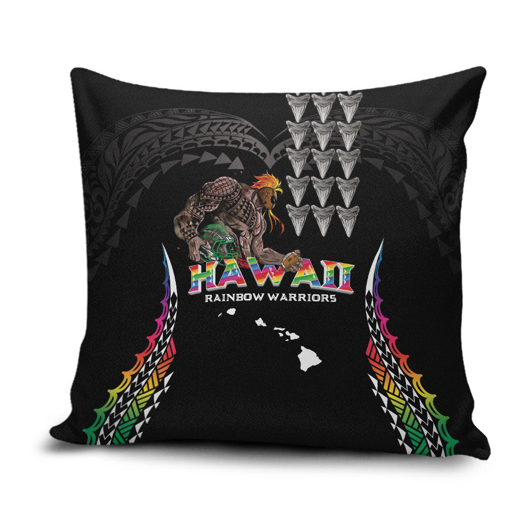 Hawaii Rainbow Warriors Pillow Cover Kakau Shark Tooth and Polynesian Art Tattoo