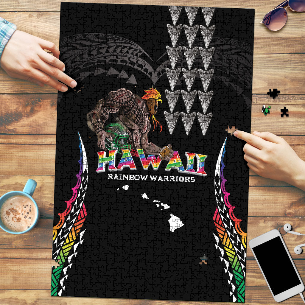 Hawaii Rainbow Warriors Puzzle Kakau Shark Tooth and Polynesian Art Tattoo
